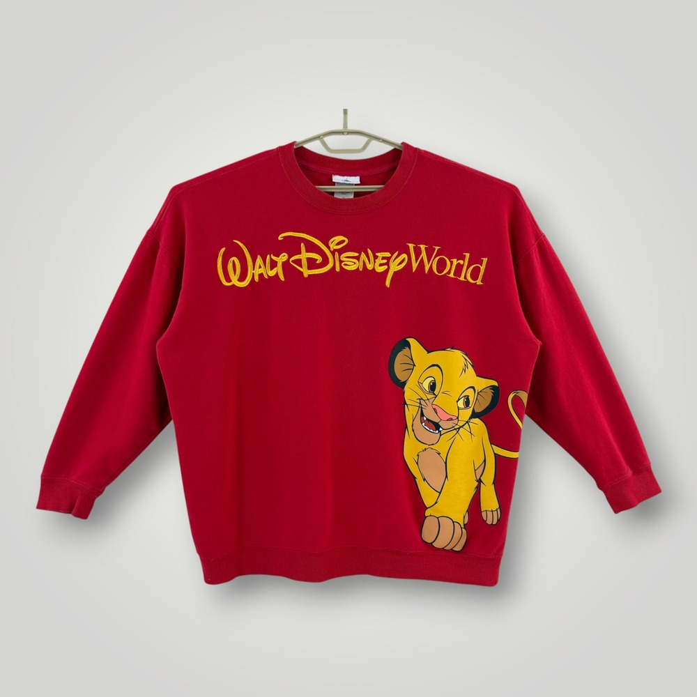 Walt Disney World Simba Lion King Red Sweatshirt XL Embroidered Logo Long Sleeve